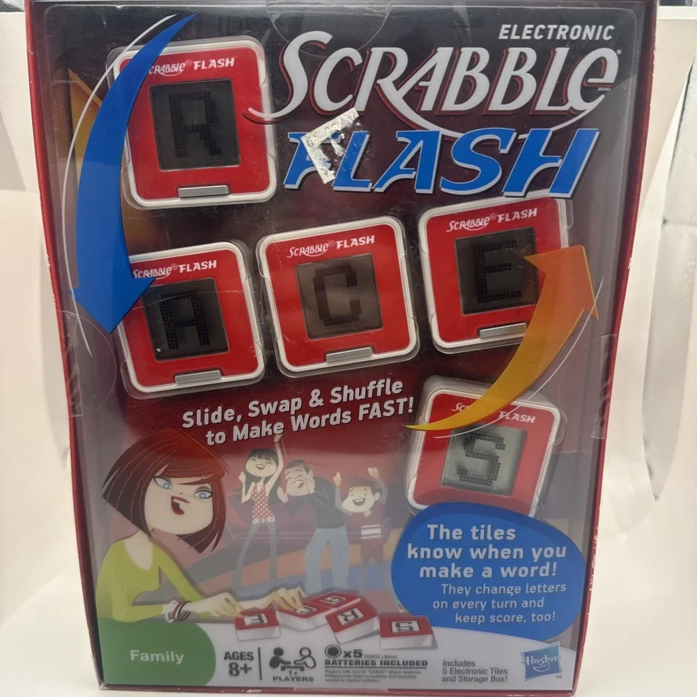 2010 Hasbro Scrabble Flash Electronic Word Family Age 8+ Game New Sealed